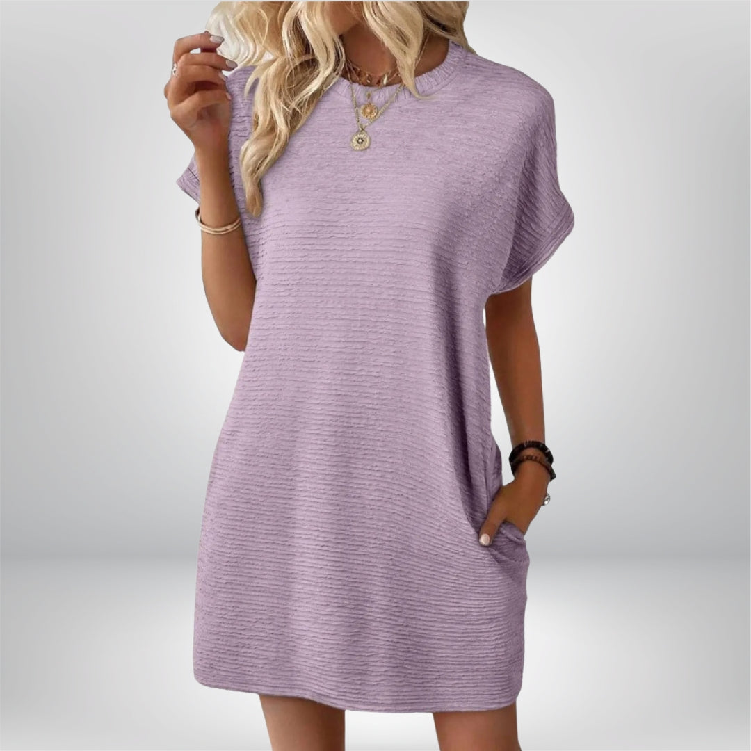 EVASHA – Casual Minimalist Round Neck Summer Dress