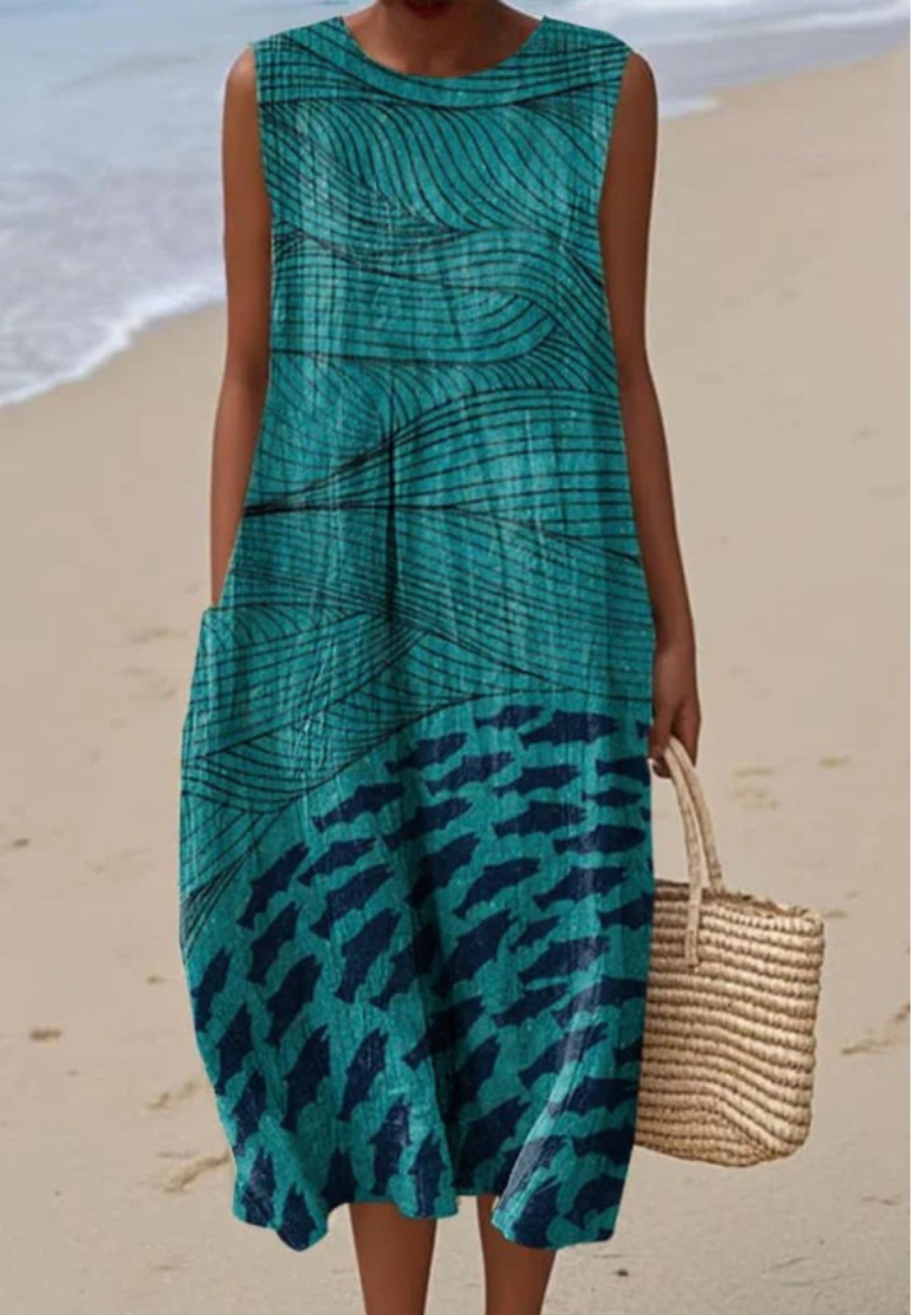 Lisa - Dress with Ocean and Fish Art