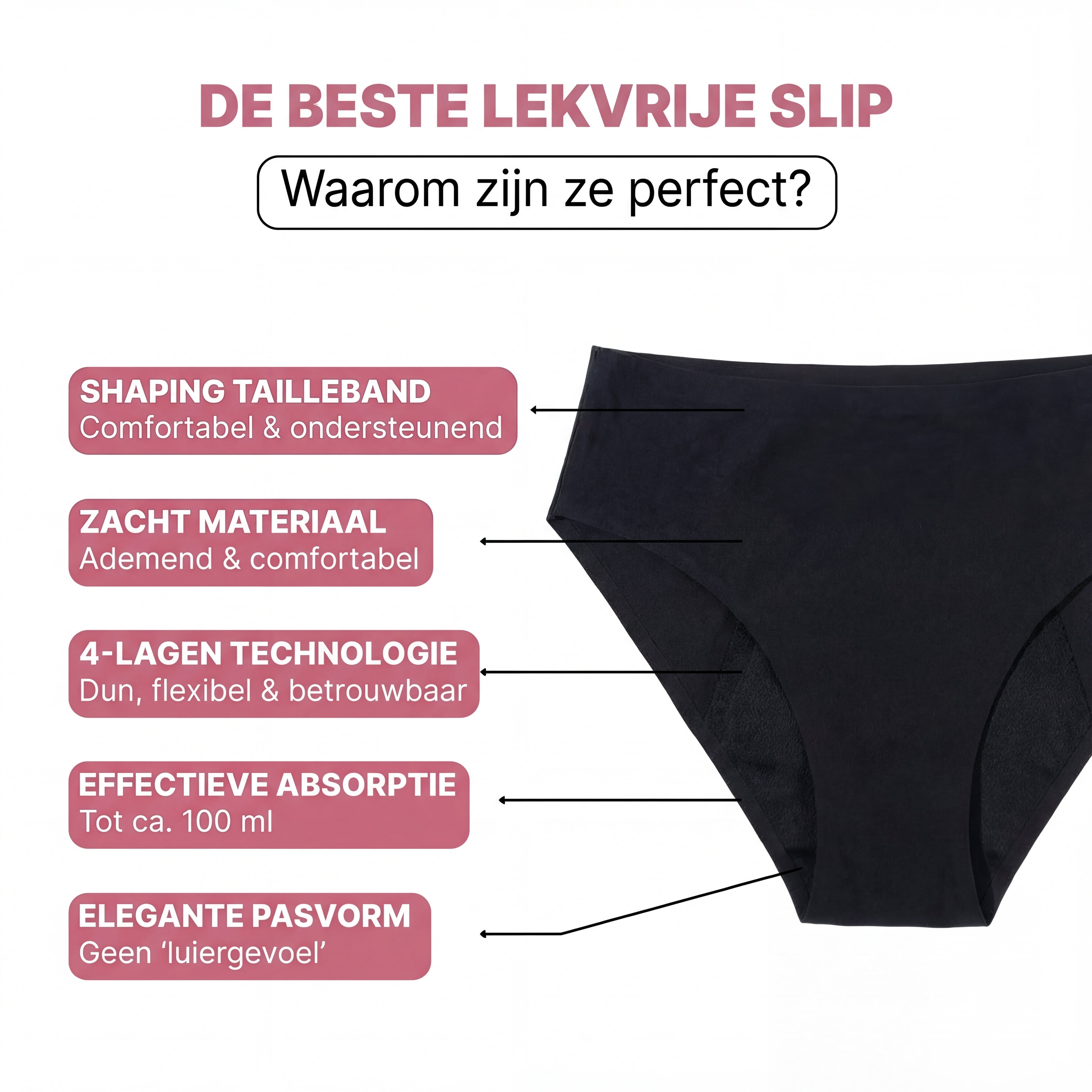 Julie - Naadloze High Waist Lekvrije Slip